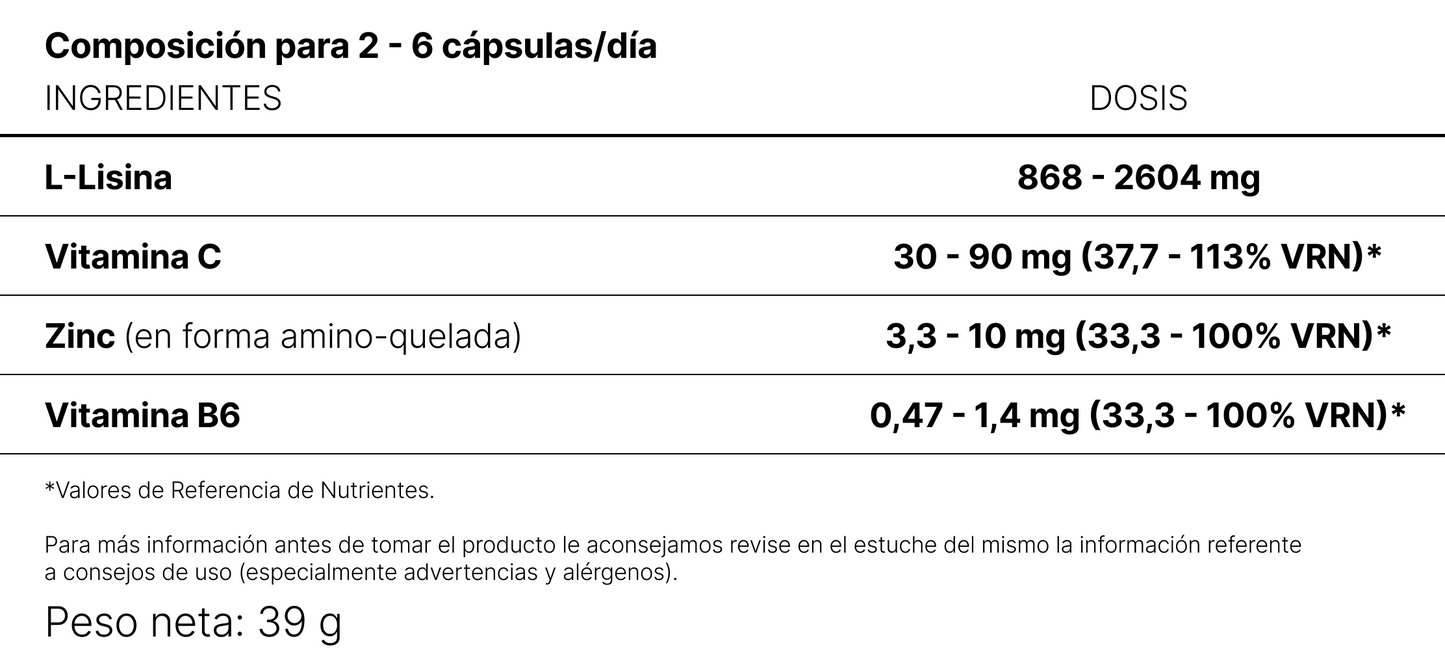 NHCO L-Lysine 70 Cápsulas