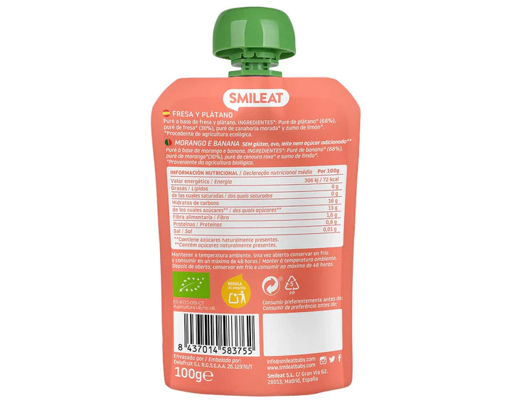 Smileat Pouch Fresa Platano 100g
