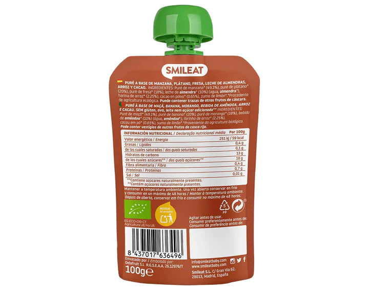 Smileat Pouch Almendra Coco Fresa 100g