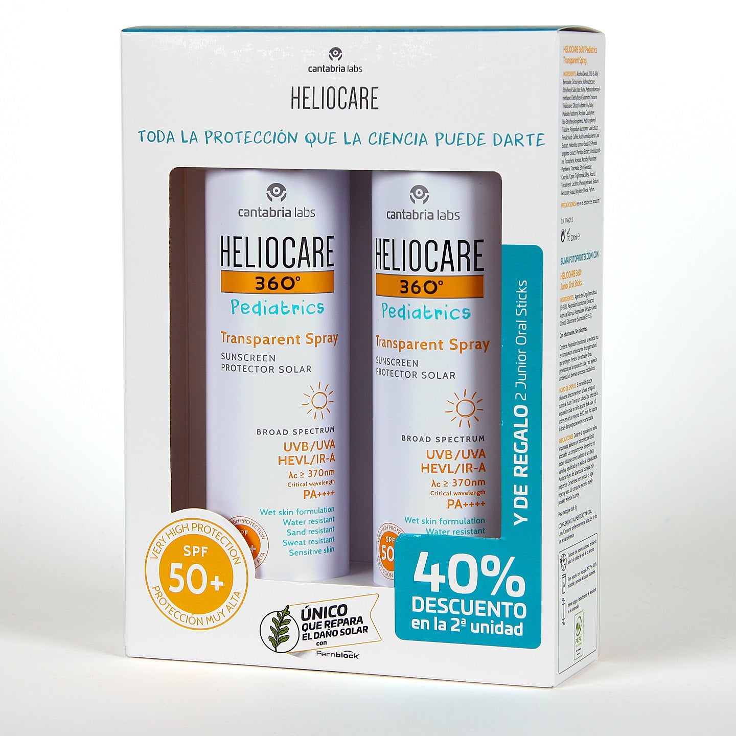 PACK PROMOCIONAL Heliocare 360 Pediatrics Transparent Spray 200mL Duplo