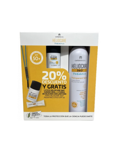 Pack Heliocare 360 Transparent Spray + Stick Pediatrics
