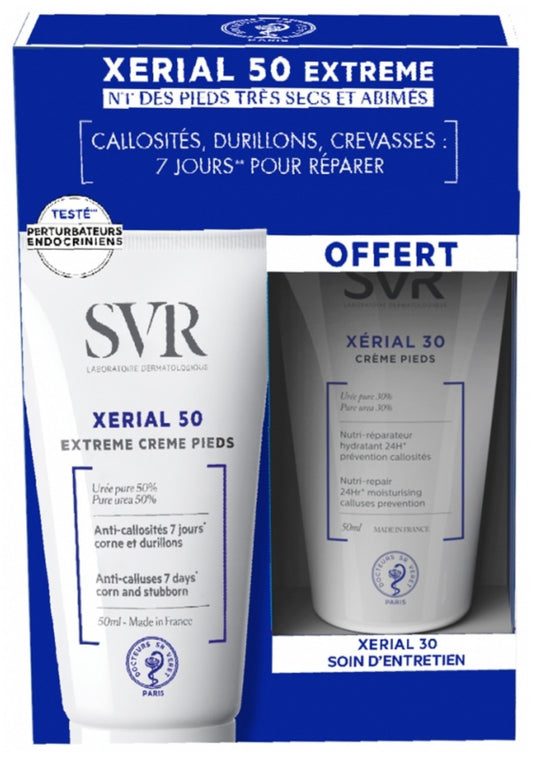 SVR PACK Xerial 50 Extreme Creme Pieds 50mL + Xerial 30 Creme Pieds 50mL